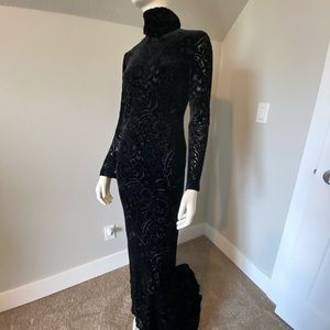 Ralph Lauren formal gown, burnt velvet, black